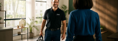 Prestige appliance repair technician on a service call